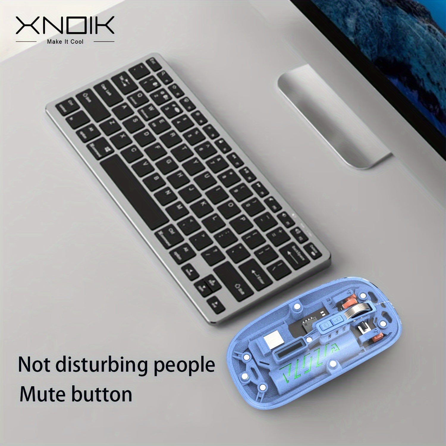 XNOIK Ambidextrous Rechargeable Wireless Mouse - Optical, 400mAh Battery, 2.4G & Wireless Connectivity, Silent Click, Multi-Device Compatible for Macbook Pro, Laptop, PC - ESports & Tech Themed