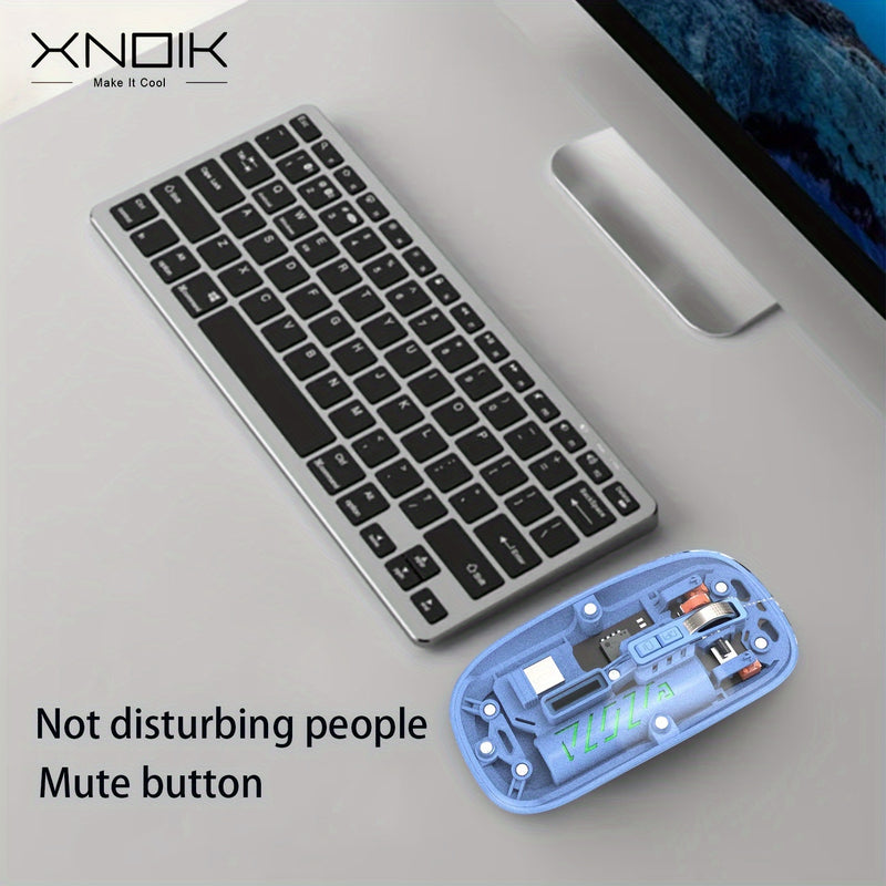 Ratón inalámbrico recargable ambidiestro XNOIK - Óptico, batería de 400 mAh, conectividad inalámbrica y de 2,4 G, clic silencioso, compatible con múltiples dispositivos (Macbook Pro, portátil, PC) - Temática de deportes electrónicos y tecnología