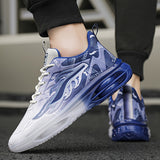 Men's Durable Running Shoes, Comfy Sneakers For Outdoor Workout Training, With Trendy Gradient Color Fire Pattern