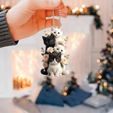 Charming Acrylic Cat & Floral Hanging Ornament - Versatile 2D Decor for Car Rearview Mirror, Bags & Keychains - Perfect Couple's Gift & Holiday Accessory