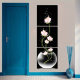 3 lienzos cuadrados con flores rosas, arte de pared para sala de estar, entrada, decoración del hogar, sin marco.
