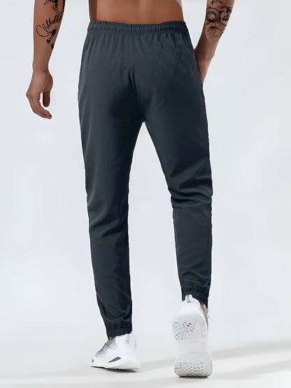 3pcs Men's High-Waist Athletic Pants - Breathable, Quick-Dry Fabric with Zipper Pockets | Ideal for Gym, Running & Outdoor Activities | Slim Fit, All-Season Wear in Black, Navy, Dark Blue, Yoga Apparel|Smooth Texture Pants|Br
