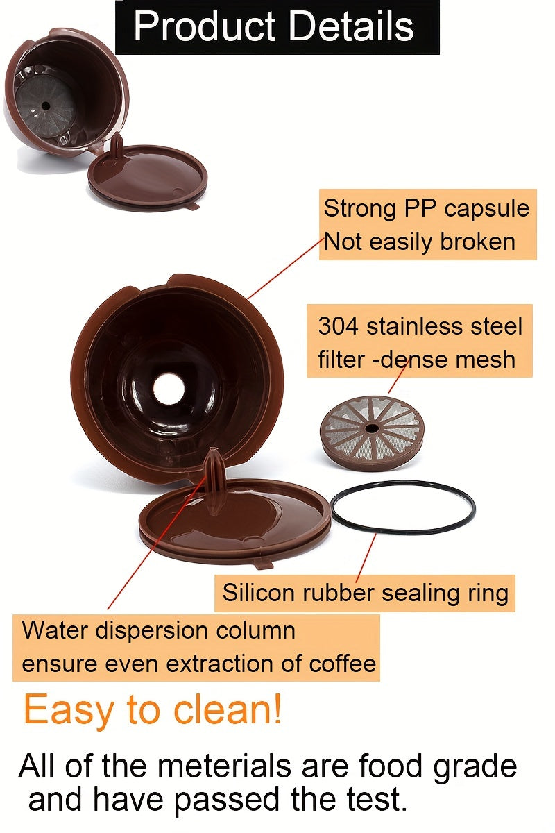 3Pcs Fit For Dolce Gusto Coffee Filter Cup Reusable Coffee Capsule Filters For With Spoon Brush