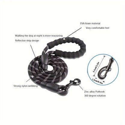 Reflective Dog Leash With Comfortable Padded Handle - Double Heavy Duty Traction Rope For Strong Dogs - Enhance Safety And Control On Walks