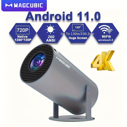 Magcubic Projector Hy300 4K EU Plug Android 11 Dual Wifi6 260 ANSI Allwinner H713 Wireless5.0 1080P 1280*720P Home Cinema Outdoor Projector