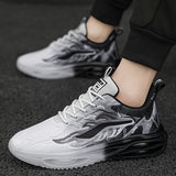 Men's Durable Running Shoes, Comfy Sneakers For Outdoor Workout Training, With Trendy Gradient Color Fire Pattern