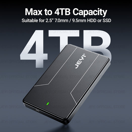 Carcasa JEYI para disco duro externo de 2,5", convertidor de tipo C 3.1 a SATA III, compatible con discos duros/SSD SATA de 7 mm/9,5 mm, instalación sin herramientas, compatible con UASP, material ABS duradero