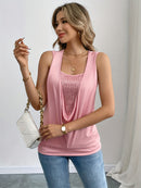 Sequin Decor Ruched Tank Top, Casual Summer Sleeveless Top, Women's Clothing