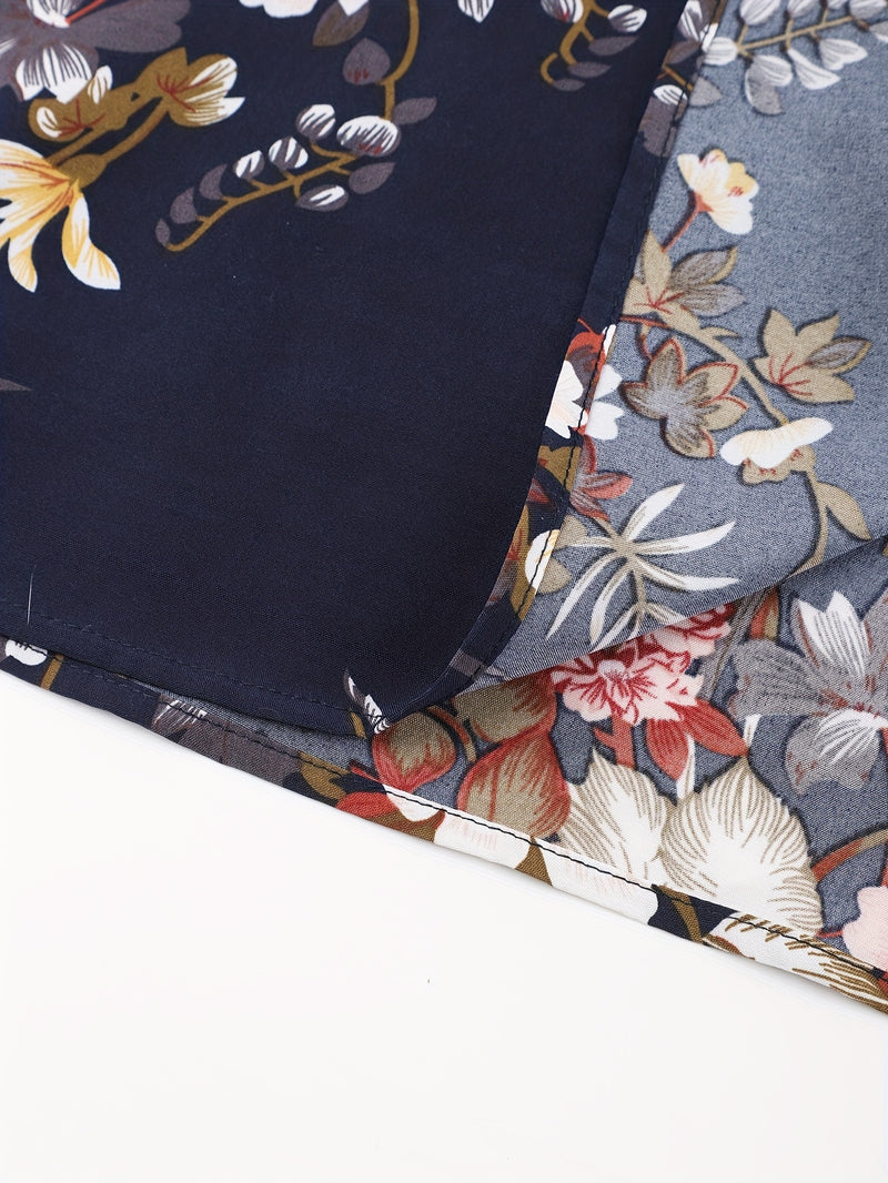 Plus Size Bohemian Off-Shoulder Boat Neck Dress - Floral Print Long Sleeveless Maxi Dress with Pockets, X-Line Silhouette for Women, Spring/Summer Casual Vacation & Beach Outfits, Beach Dresses, Summer Outfit, Durable Constru