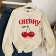 Girls' Vintage Cherry & Letter Print Casual Sweatshirt - Cozy Polyester, Round Neck, Long Sleeve for Fall/Winter