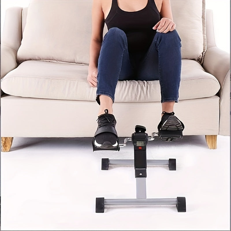 Stepper plegable para oficina en casa - Bicicleta de ejercicios compacta de hierro con pantalla digital, resistencia ajustable y funcionamiento manual para entrenamiento de piernas, rehabilitación y ejercicio muscular - Gris