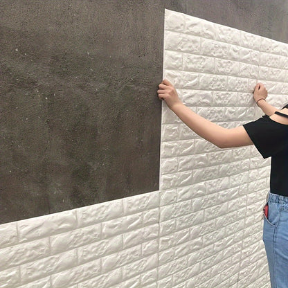30pcs 3D Brick Wall Stickers, DIY Square Wall Decals, Easy Peel Stick Cleanable Cuttable, For Kitchen Living Room Bathroom Hallway, Plastic Ceiling Tiles Stickers, To Avoid Overall Damage During Transportation, Please Do Not