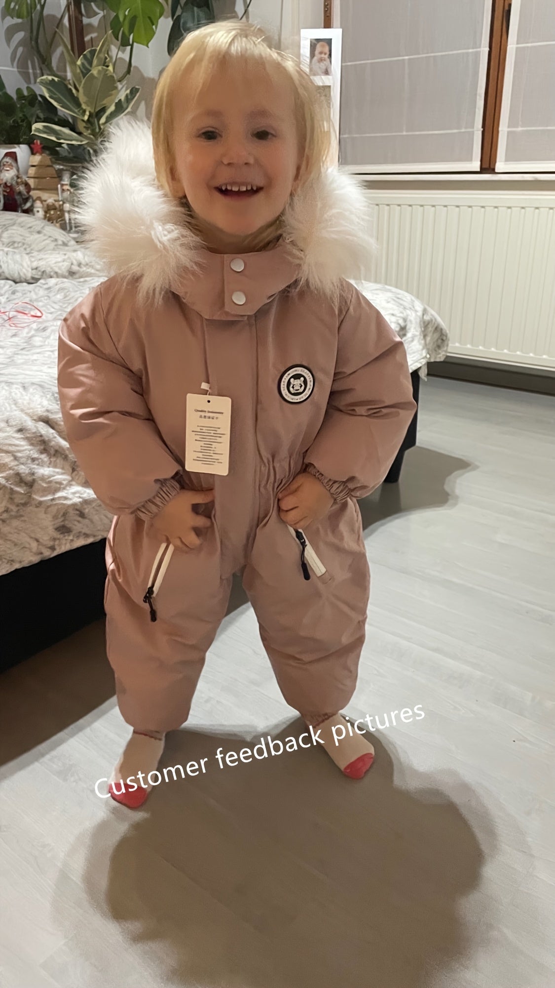 Girls' Boys' Outdoor Ski Suits Baby Winter Warm Hooded Jumpsuit with Zipper Pockets Outerwear Coat Overalls