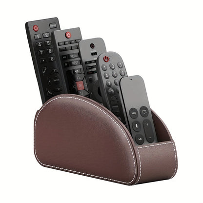 1pc PU Leather TV Remote Control Holder - 5-Compartment Desktop Storage Organizer for TV Controllers, Makeup Brushes, Stationery, Eyeglasses, and Mini Items - Stylish and Functional Storage Solution for Home, Bedroom, and Liv