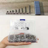 800pcs M2 Phillips Pan Head Self-Tapping Screws Nickel-Plated Carbon Steel 4mm 5mm 6mm 8mm 10mm 12mm 16mm 20mm Wood Screw Assortment Kit Lock Nuts Screw Fastener Sets (Flat Head)