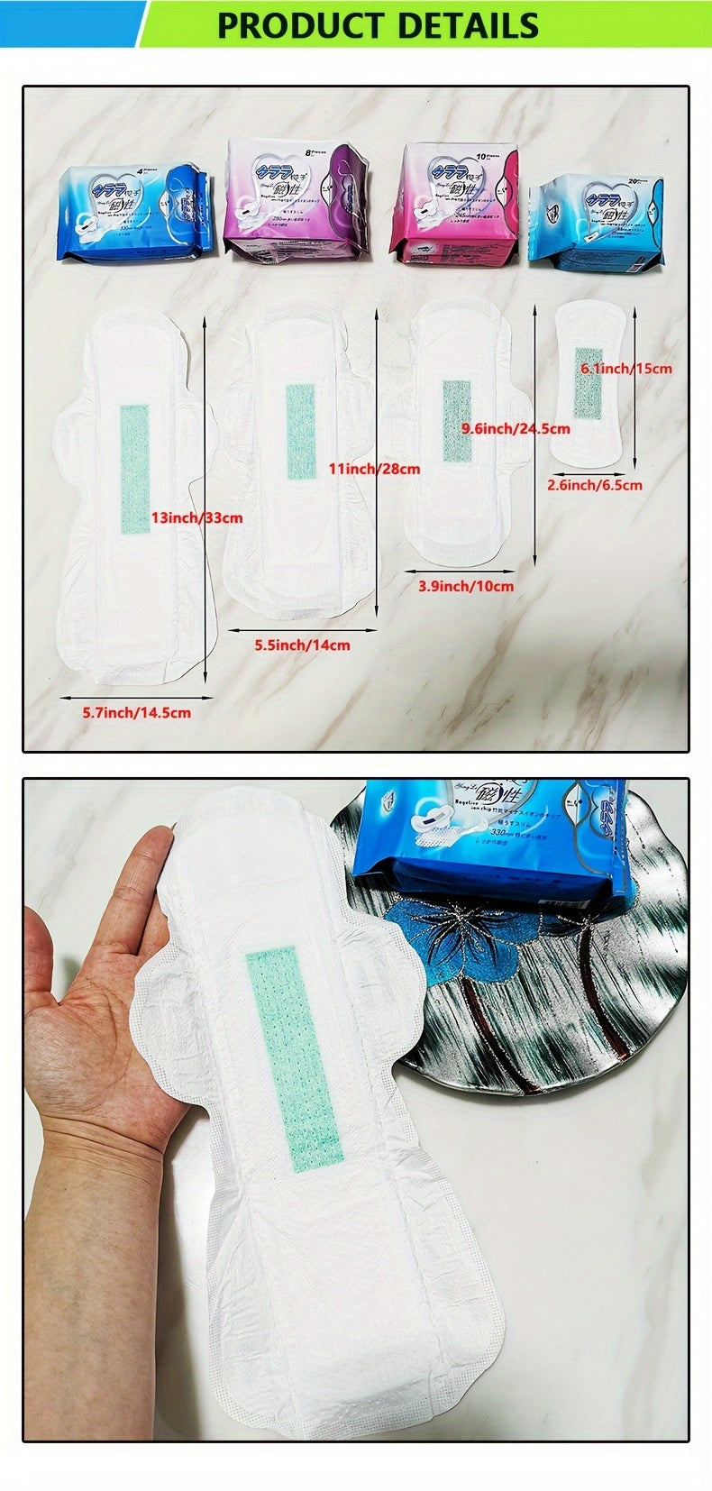 6-Pack Women's Hygiene Sanitary Pads Bundle, Soft Ultra Thin Winged Napkins, Overnight Absorbency, Unscented Menstrual Pads Combo Set, Multi Size, Travel-Friendly - 60/56 Count