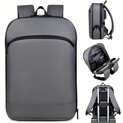 1pc Men's Solid Color Business Backpack, Commuter Bag With Trolley Strap, Casual Daypack For Going Out & Leisure Travel, Waterproof 15-in Laptop Bag