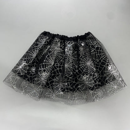 Halloween Costume Tutu Skirt, Spider Web Pattern Mesh Skirt With Lining Fabric For Holiday Gatherings, Dance Performances, And Costumes