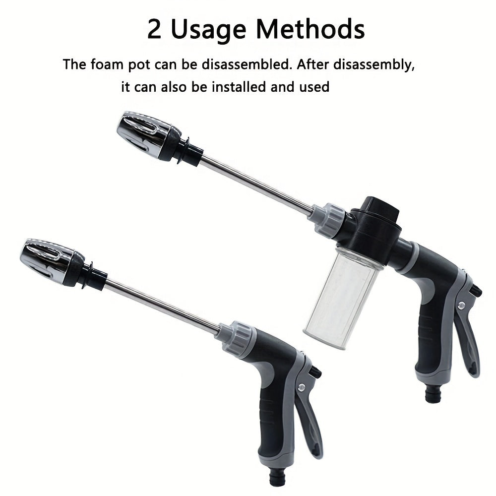 Pistola de agua de alta presión para lavado de autos, boquilla multifunción para manguera de jardín, rociador de varilla gruesa ajustable con punta de cobre chapado, adaptador universal de conexión rápida de 3/4" y 1/2" para herramientas de limpieza.