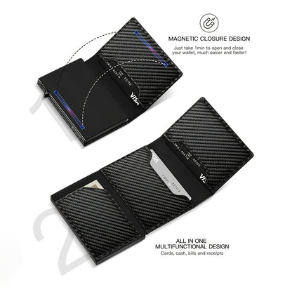 Men's Anti-theft Wallet, RFID Blocking Credit Card Holder With Zipper Coin Pocket, Automatic Pop-up Card Holder Money Clip, Ideal Gift For Men
