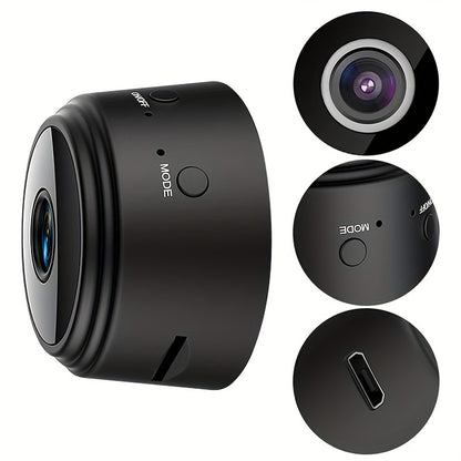 Wireless Mini Surveillance Camera with Magnetic Rear Cover, 480p Video Capture, Rechargeable Lithium Polymer Battery, USB/Battery Powered, Wi-Fi Enabled for Home, Office, Car Monitoring - Black and White