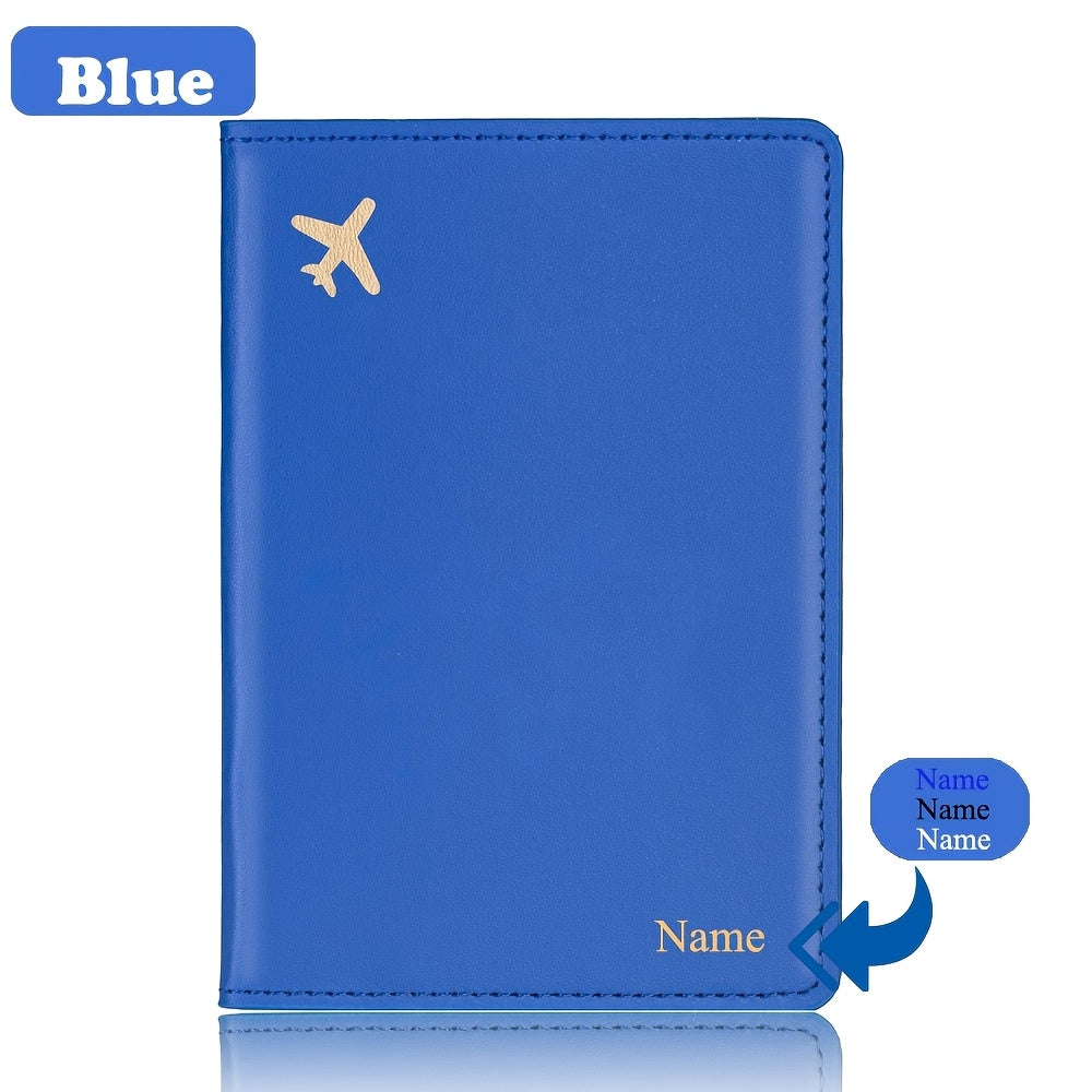 Minimalist Faux Leather Passport Cover with Custom Name - RFID Blocking, Water-Resistant Travel Wallet Card Holder for Men and Women, Lightweight Unlined Passport Pouch for Vacation