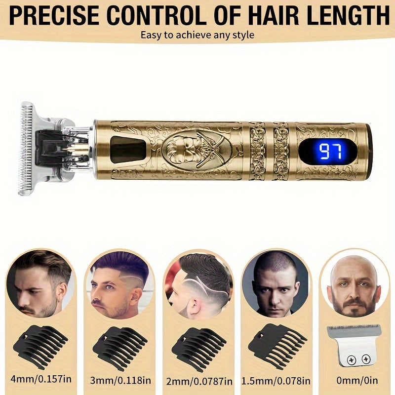 Hair Clipper Beard Trimmer For Men, Electric Cordless Hair Clipper With LCD Screen, Precise T-Blade Trimmer, USB Rechargeable Grooming Kit, Electric Shaver Hair Clipper With Guide Comb