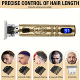 Hair Clipper Beard Trimmer For Men, Electric Cordless Hair Clipper With LCD Screen, Precise T-Blade Trimmer, USB Rechargeable Grooming Kit, Electric Shaver Hair Clipper With Guide Comb