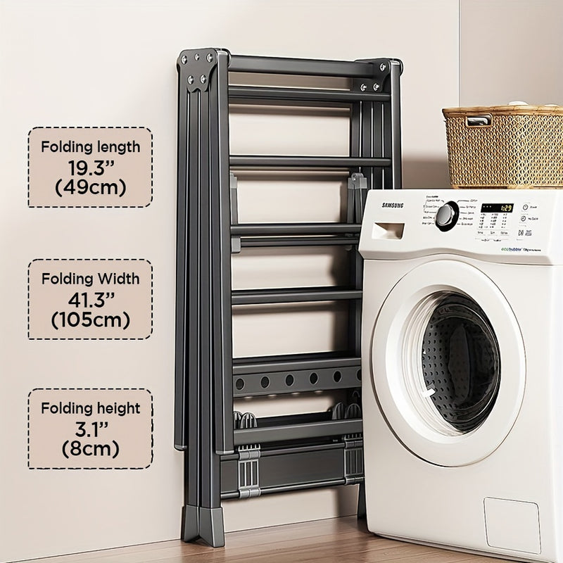 2-Tier Foldable Clothes Drying Rack with Adjustable Height Wings - Portable, Rust-Resistant Metal Laundry Dryer for Indoor/Outdoor Use, Ideal for Clothing & Towels, Drying Racks