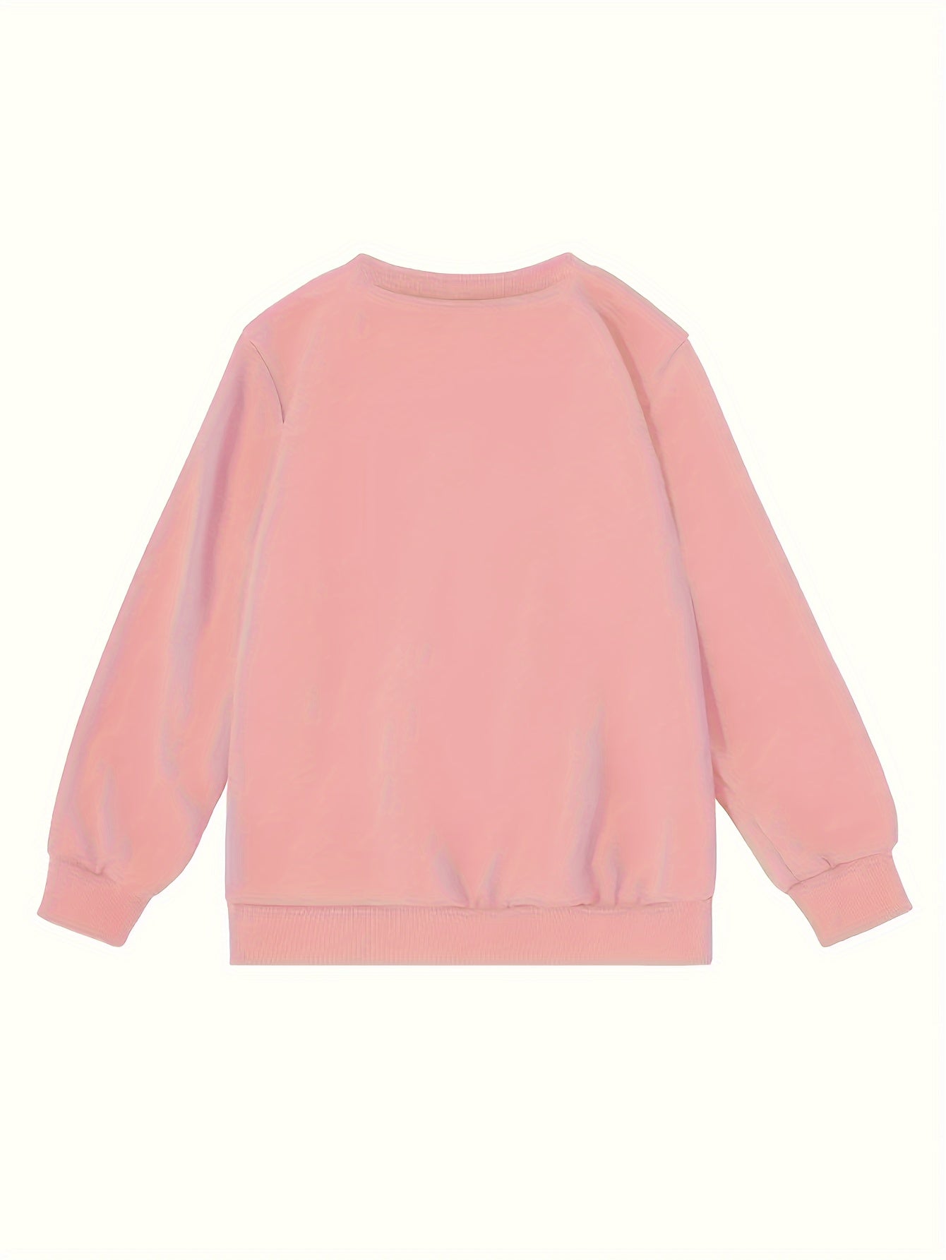 Girls' Vintage Cherry & Letter Print Casual Sweatshirt - Cozy Polyester, Round Neck, Long Sleeve for Fall/Winter