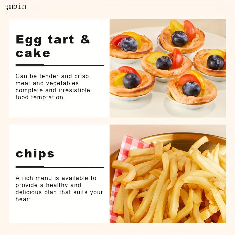 1pc Gmbin Electric Air Fryer Oven, 9L Large Capacity, 1350W Power, ABS Material, 220-240V European Standard Plug, Intelligent Multifunctional Fryer with Visible Cooking Window, No Deep Frying Required