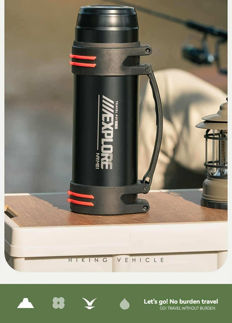 NRMEI Large Stainless Steel Insulated Water Bottle - 1L/2L/3L Capacity, Portable & Durable for Outdoor Activities, Travel, and Construction Sites