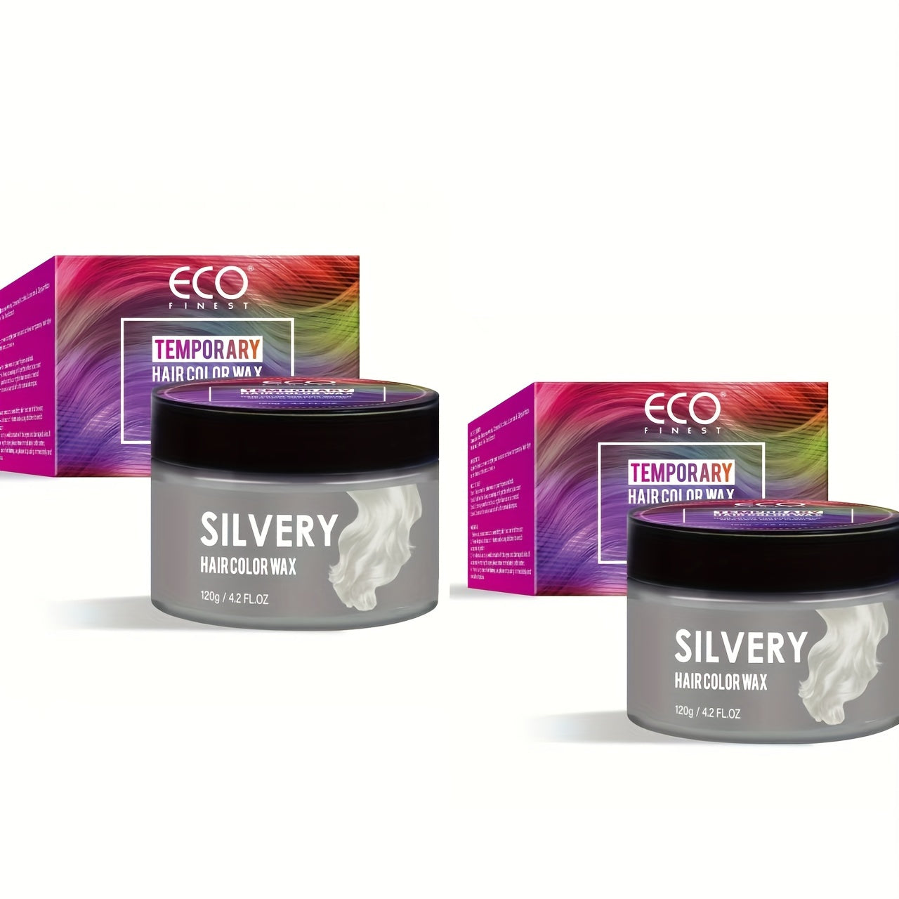 Two Boxes Of 120g Silvery Temporary Hair Colour Wax - Washable And Natural, Perfect For DIY Styling, Ideal For Christmas And Halloween Birthday Parties