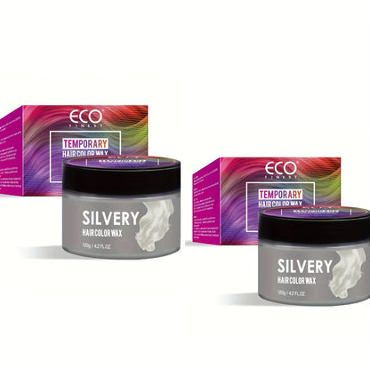 Two Boxes Of 120g Silvery Temporary Hair Colour Wax - Washable And Natural, Perfect For DIY Styling, Ideal For Christmas And Halloween Birthday Parties