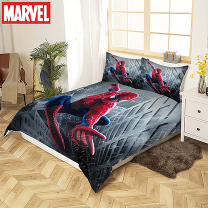 Authorized 3pcs Marvel Spiderman Bedding Set Featuring 1 Duvet Cover And 2 Pillowcases, Providing a Soft And Cozy Bedding Option for Bedrooms, Guest Rooms, And Dorm Decor.