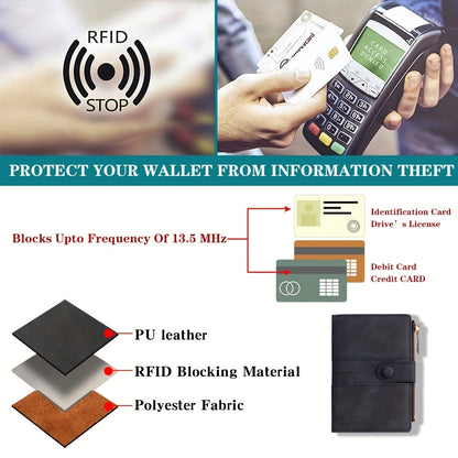Cartera de viaje antirrobo RFID de moda: espaciosa y segura, con cierre de cremallera. Ideal para pasaporte, tarjetas bancarias, tarjetas de crédito, fotos, DNI, tarjetas SIM y cambio. Ideal para salir, regalar y para personas con problemas.