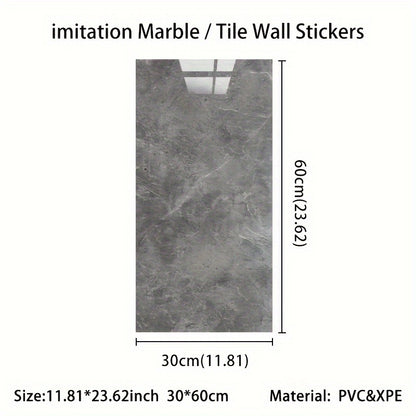 Thick Imitation Marble Tile Foam Wall Sticker, Self-Adhesive Waterproof Wallpaper, Peel and Stick, Easy to Clean and Cut, Suitable for Renovation and Decoration of Bathrooms, Living Rooms, Kitchens, Bedrooms and Offices