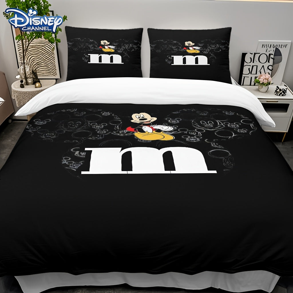Disney Has Been Authorized Cartoon Character Bedding Set -3pcs Knitted Polyester Design, Lightweight 3D Printing, Duvet Cover And Pillowcase, Suitable for Gift Giving