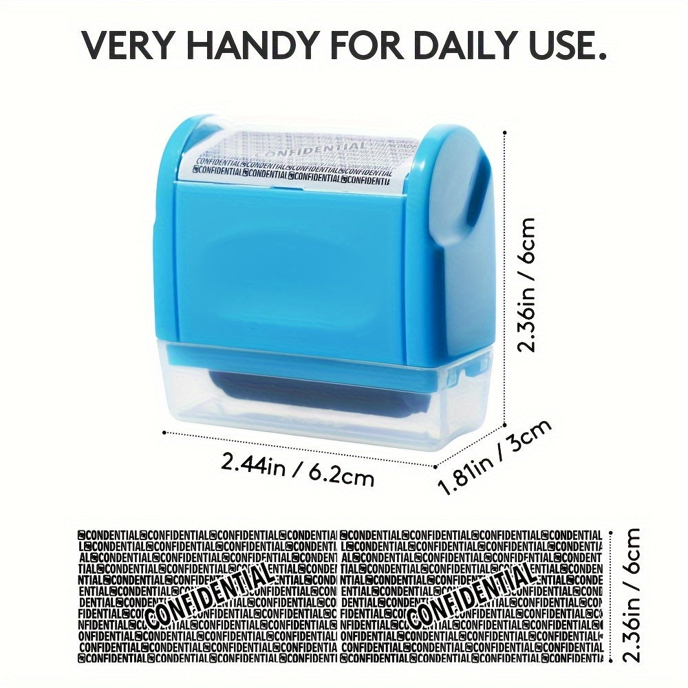 Identity Theft Protection Roller Stamp - Wide Privacy Guard, Secure Confidentiality Seal for Documents & Packages, Easy-to-Use with Refillable Ink