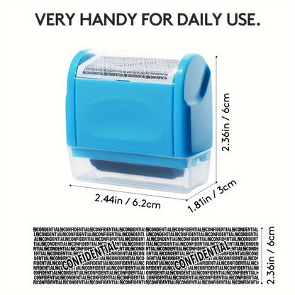 Identity Theft Protection Roller Stamp - Wide Privacy Guard, Secure Confidentiality Seal for Documents &amp; Packages, Easy-to-Use with Refillable Ink