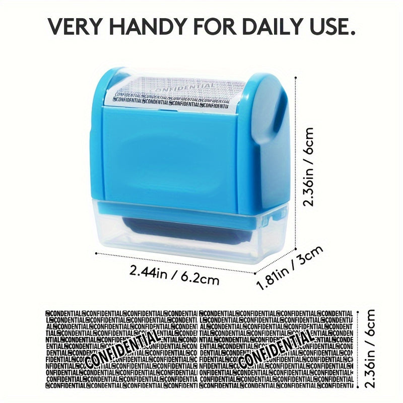 Identity Theft Protection Roller Stamp - Wide Privacy Guard, Secure Confidentiality Seal for Documents & Packages, Easy-to-Use with Refillable Ink
