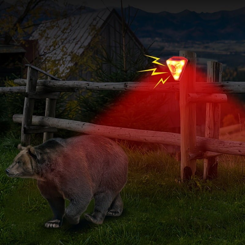 Repelente solar de animales con alarma antiladridos para exteriores, con carga solar, para granjas, huertos, campos y estanques.