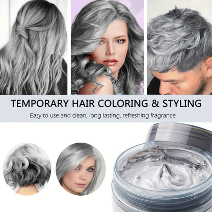 Two Boxes Of 120g Silvery Temporary Hair Colour Wax - Washable And Natural, Perfect For DIY Styling, Ideal For Christmas And Halloween Birthday Parties