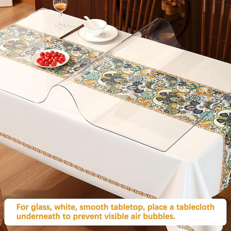 1pc Multi-Size Clear Table Protector Plastic Tablecloth Wipeable Water Resistant Vinyl Tablecloth PVC Screen Protector for Rectangle Dining Tables Mat Desk Pad Wooden Furniture Protector