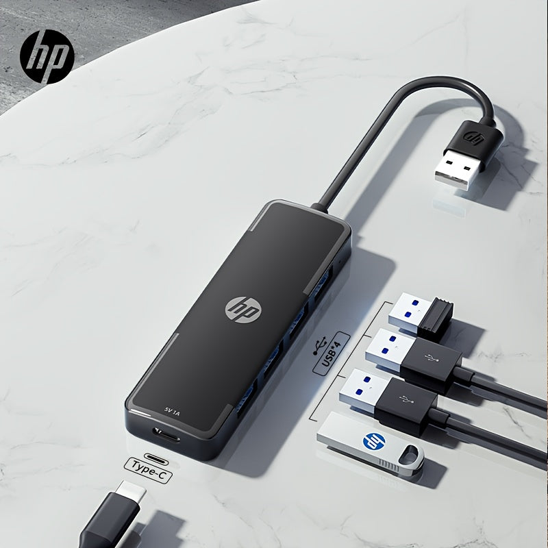 Concentrador USB HP 4 en 1, base de expansión portátil, compatible con portátiles, interfaz USB-A 2.0, Plug and Play, alimentación por USB, voltaje de funcionamiento de hasta 36 V - Modelo DHC-CT100D (194U2AA)