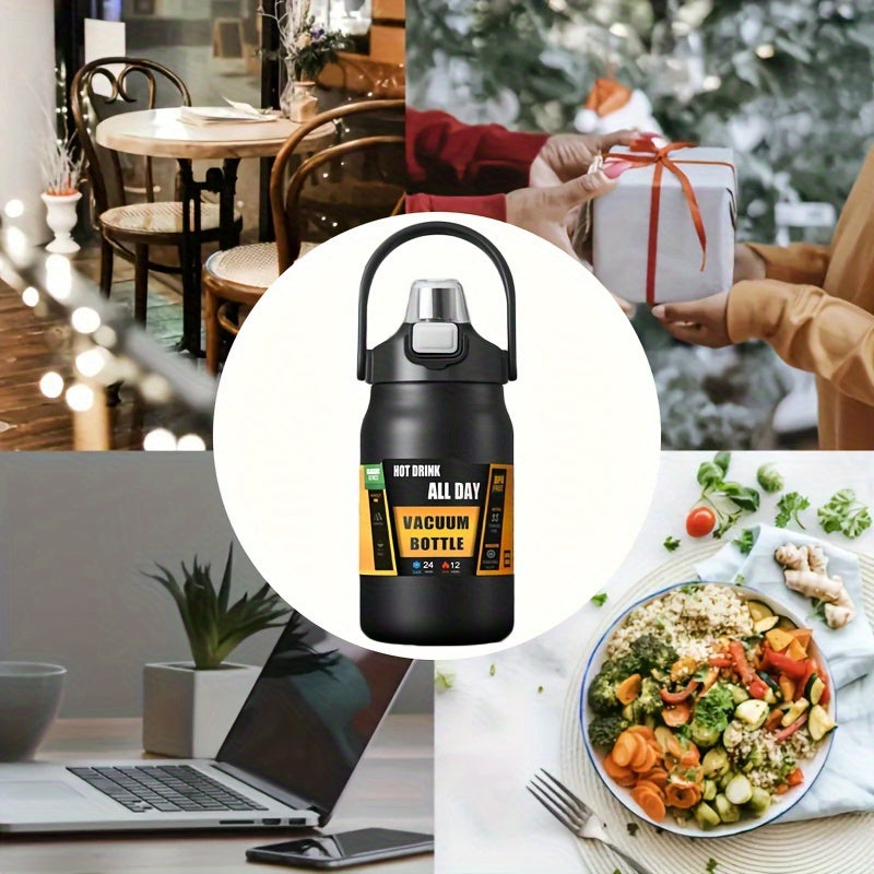 Stainless Steel Sports Water Bottle with Multi-Functional Lid, Twin-Drinking Methods with Straw & Direct Drink, Portable & Insulated Flask, 1000ml/1500ml, BPA-Free for Outdoor, Camping, Hiking, Travel & Driving, Ideal Gift fo