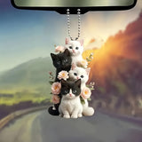 Charming Acrylic Cat & Floral Hanging Ornament - Versatile 2D Decor for Car Rearview Mirror, Bags & Keychains - Perfect Couple's Gift & Holiday Accessory