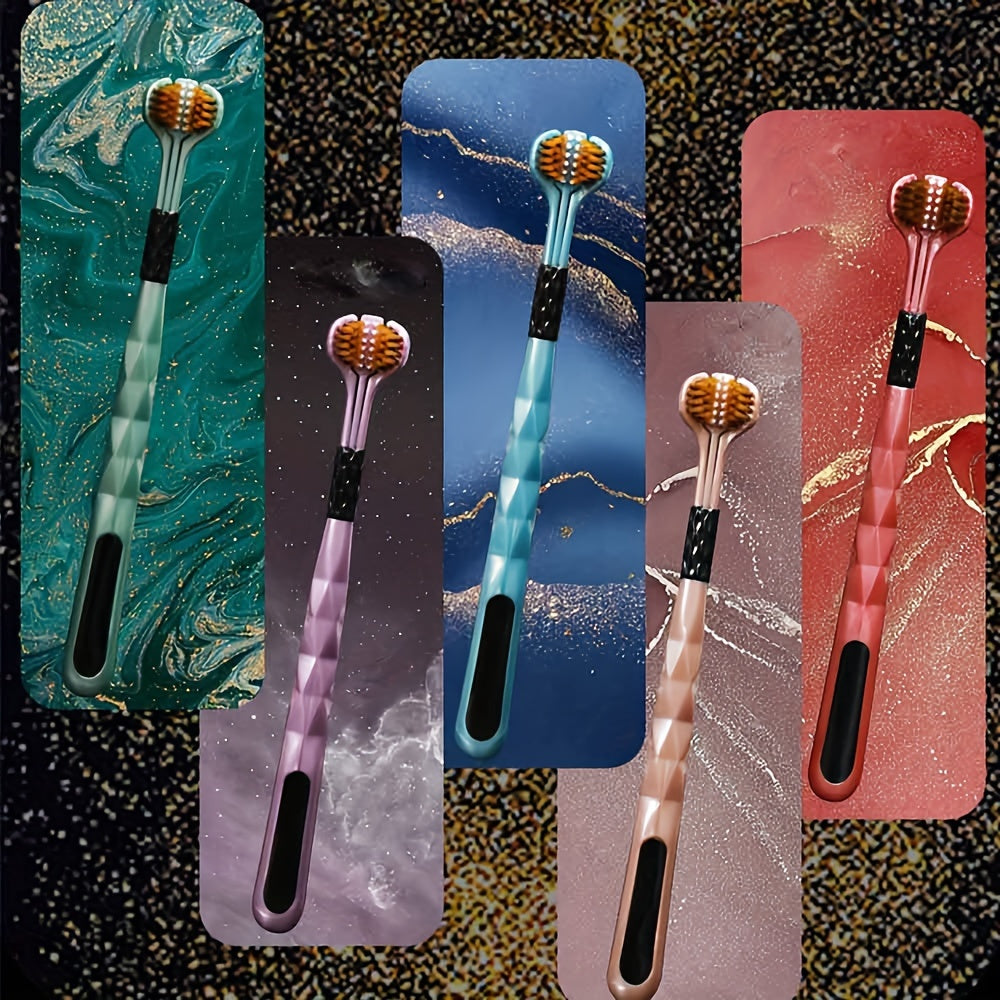 5pcs Ultra-Soft Triple-Sided Adult Toothbrushes - Hypoallergenic, Formaldehyde-Free with Nylon Bristles for Deep Cleaning & Fresh Breath, Ergonomic Design in Vibrant Colors