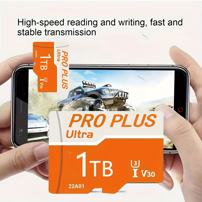 1TB PRO PLUS Ultra High-Speed ​​Micro SD Card, U3 Class 10, V30, Durable Storage for Smartphones, Tablets, Cameras, Intelligent Security Surveillance Systems