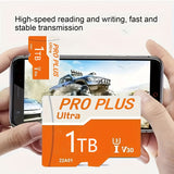 Tarjeta Micro SD PRO PLUS de 1 TB de ultraalta velocidad, U3 Clase 10, V30, almacenamiento duradero para teléfonos inteligentes, tabletas, cámaras y sistemas de vigilancia de seguridad inteligentes.